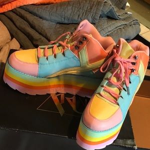 Brand new in box! Dolls Kill rainbow platforms
